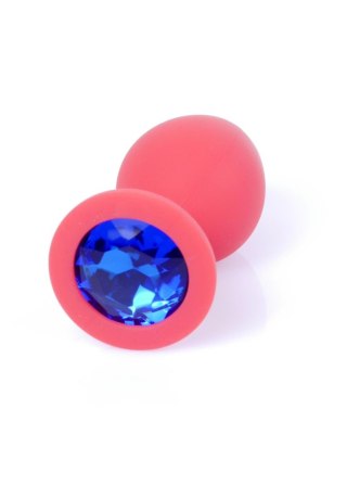 Plug, korek analny, Korek analny-Jewellery Red Silicon plug, korek analny Medium- Blue Diamond