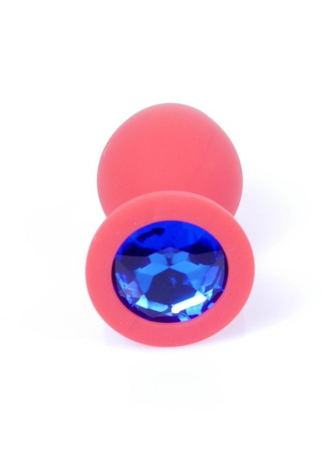 Plug, korek analny, Korek analny-Jewellery Red Silicon plug, korek analny Medium- Blue Diamond