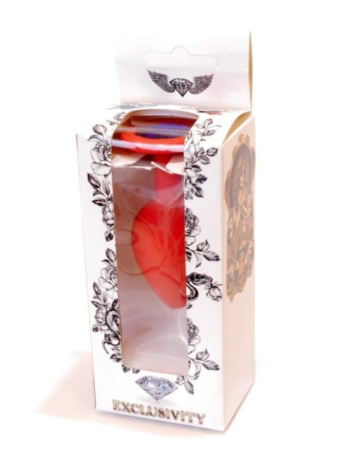 Plug, korek analny, Korek analny-Jewellery Red Silicon plug, korek analny Medium- Blue Diamond