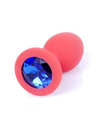 Plug, korek analny, Korek analny-Jewellery Red Silicon plug, korek analny Small- Blue Diamond