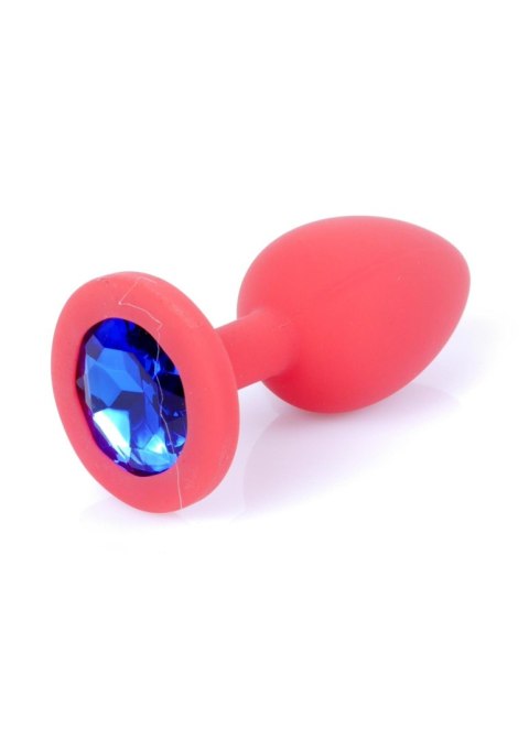 Plug, korek analny, Korek analny-Jewellery Red Silicon plug, korek analny Small- Blue Diamond