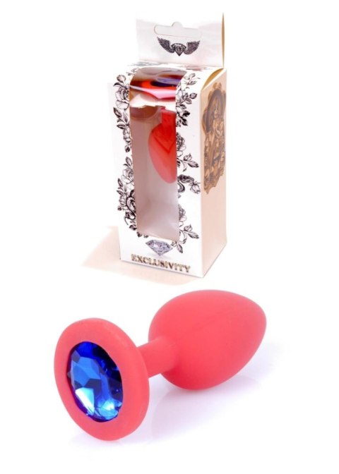 Plug, korek analny, Korek analny-Jewellery Red Silicon plug, korek analny Small- Blue Diamond
