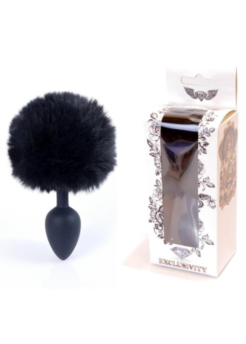 Plug, korek analny, Korek analny-Jewellery Silicon plug, korek analny - Bunny Tail - Black