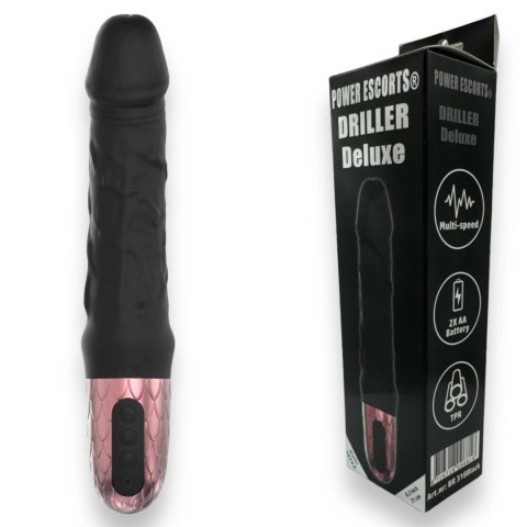 Power Escorts - Driller De Luxe Black - 21 Cm / 8.2 Inch Fat Silicone Realistic Vibrator Power Escorts - Driller De Luxe Black - 21 Cm / 8.2 Inch Fat Silicone Realistic Vibrator