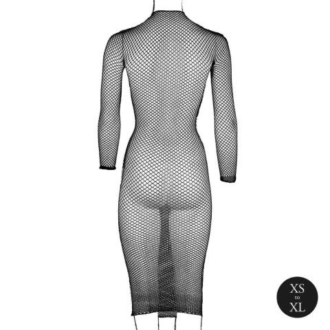 Long dress with fishnet structure and turtle neck. Long dress with fishnet structure and turtle neck.