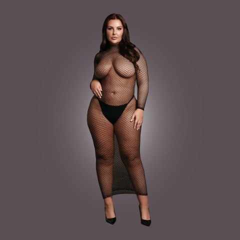 Long dress with fishnet structure and turtle neck. Long dress with fishnet structure and turtle neck.