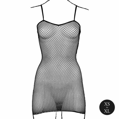 Short dress with fishnet structure and spaghetti straps Short dress with fishnet structure and spaghetti straps