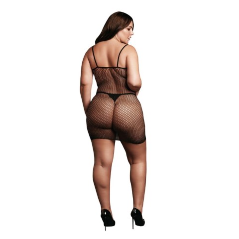 Short dress with fishnet structure and spaghetti straps Short dress with fishnet structure and spaghetti straps