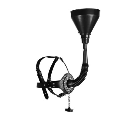 Open Mouth Gag Head Harness with Funnel - Black Open Mouth Gag Head Harness with Funnel - Black