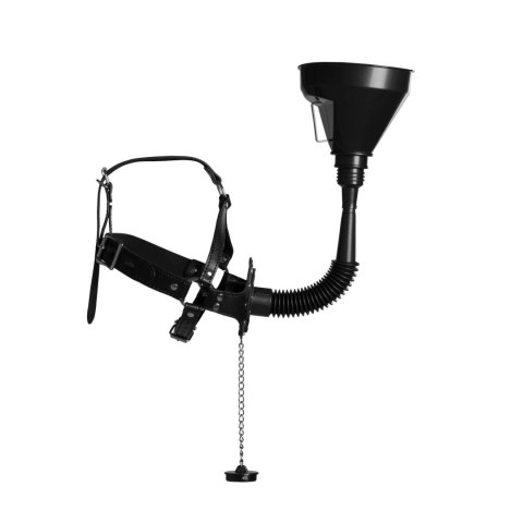 Open Mouth Gag Head Harness with Funnel - Black Open Mouth Gag Head Harness with Funnel - Black