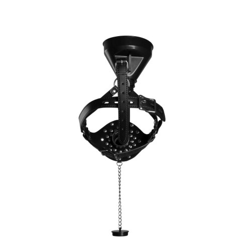 Open Mouth Gag Head Harness with Funnel - Black Open Mouth Gag Head Harness with Funnel - Black