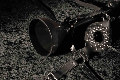 Open Mouth Gag Head Harness with Funnel - Black Open Mouth Gag Head Harness with Funnel - Black