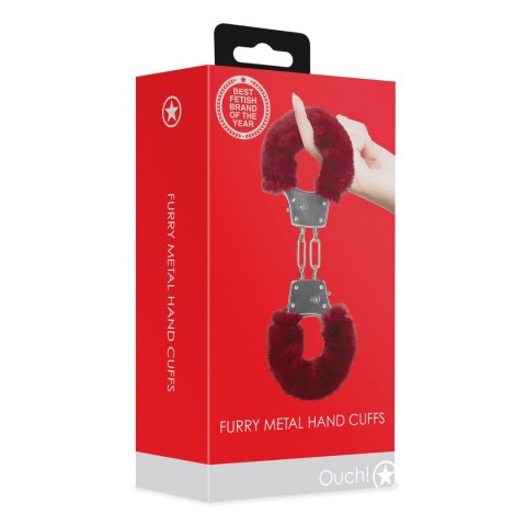 Furry Metal Hand Cuffs - Red Furry Metal Hand Cuffs - Red