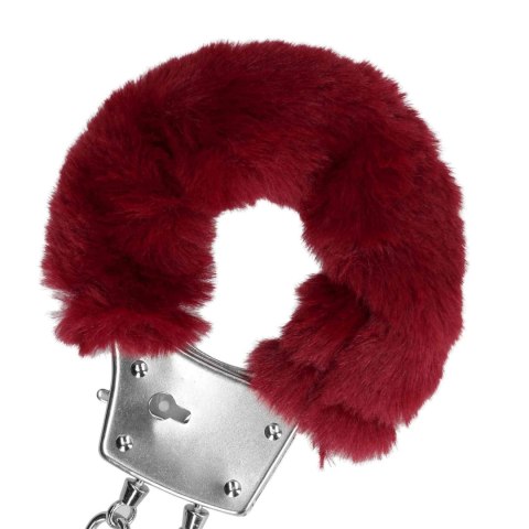 Furry Metal Hand Cuffs - Red Furry Metal Hand Cuffs - Red