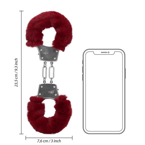 Furry Metal Hand Cuffs - Red Furry Metal Hand Cuffs - Red