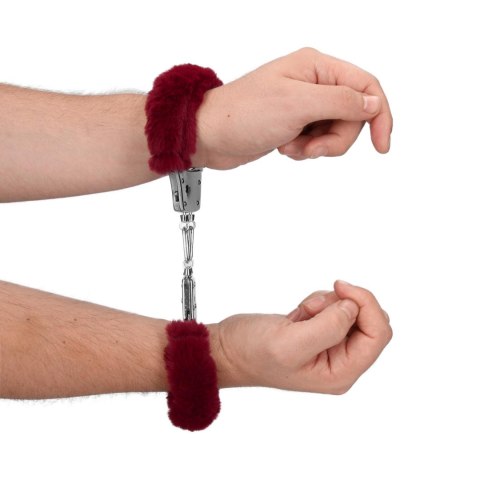 Furry Metal Hand Cuffs - Red Furry Metal Hand Cuffs - Red