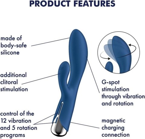 3 Satisfyer Rabbit 2 Blue – Wibrator Króliczek z Funkcją Spinning