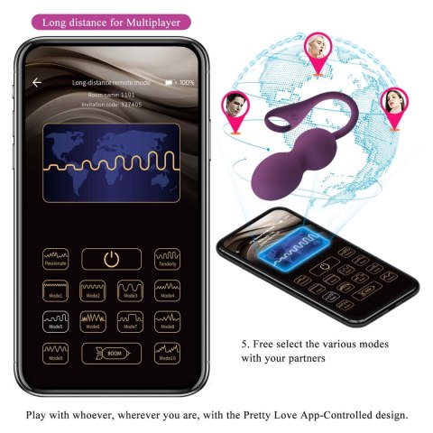PRETTY LOVE - Elvira dark Purple, 12 vibration functions Mobile APP Long-distance Control PRETTY LOVE - Elvira dark Purple, 12 vibration functions Mobile APP Long-distance Control