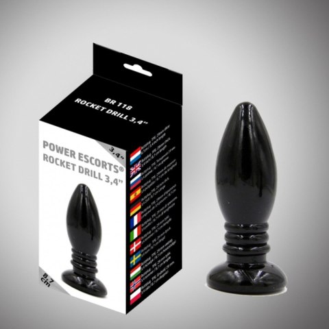 Rocket drill 3,4 inch black anal plug, korek analny 3,4 inch / 8,7 cm Rocket drill 3,4 inch black anal plug, korek analny 3,4 inch / 8,7 cm