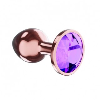 Plug, korek analny-Butt Plug, korek analny Diamond Amethyst Shine L Rose Gold