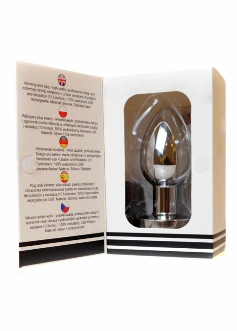 Stymulator-Rechargeable Butt Plug, korek analny Vibrator USB 10 Functions - Silver Stymulator-Rechargeable Butt Plug, korek analny Vibrator USB 10 Functions - Silver