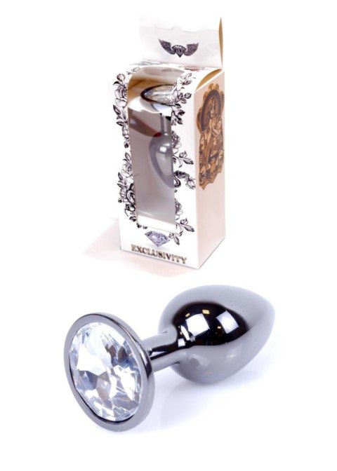 Plug, korek analny-Jewellery Dark Silver plug, korek analny- Clear