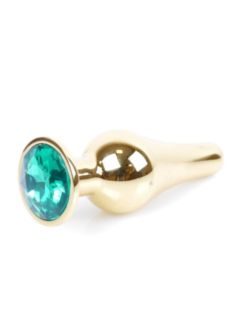 Plug, korek analny-Jewellery Gold BUTT plug, korek analny- Green