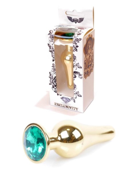 Plug, korek analny-Jewellery Gold BUTT plug, korek analny- Green