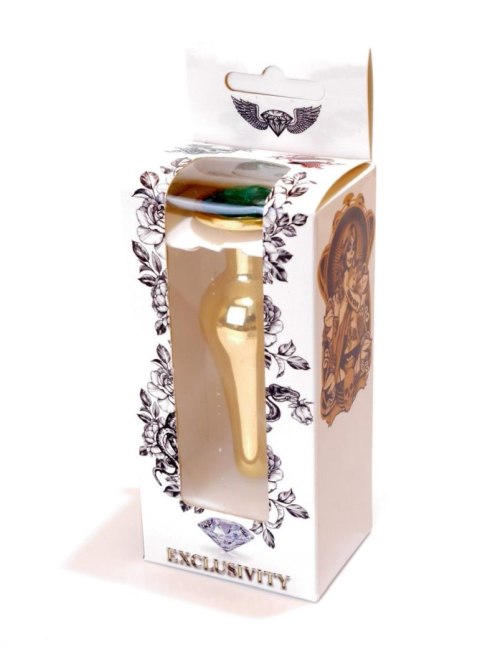 Plug, korek analny-Jewellery Gold BUTT plug, korek analny- Green