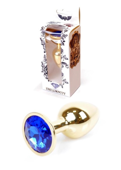 Plug, korek analny-Jewellery Gold plug, korek analny- Dark Blue