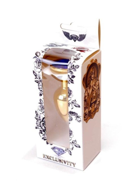Plug, korek analny-Jewellery Gold plug, korek analny- Dark Blue