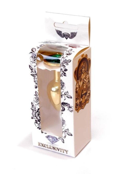 Plug, korek analny-Jewellery Gold plug, korek analny- Green
