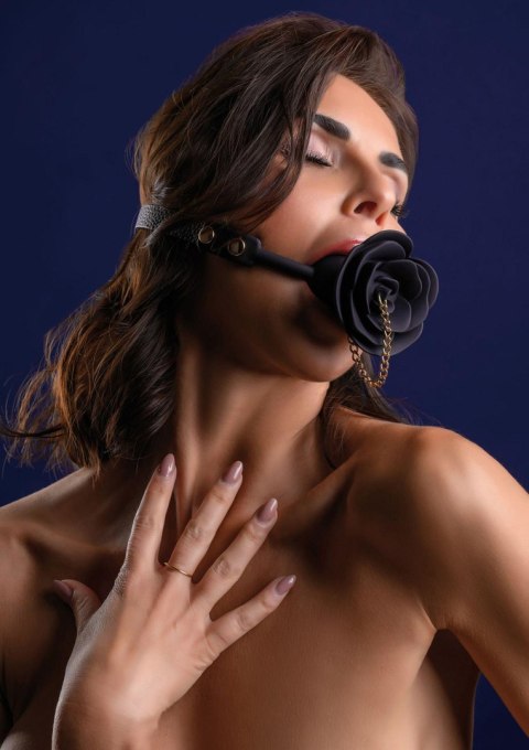 Rose Ball Gag with Plug Black Rose Ball Gag with Plug Black
