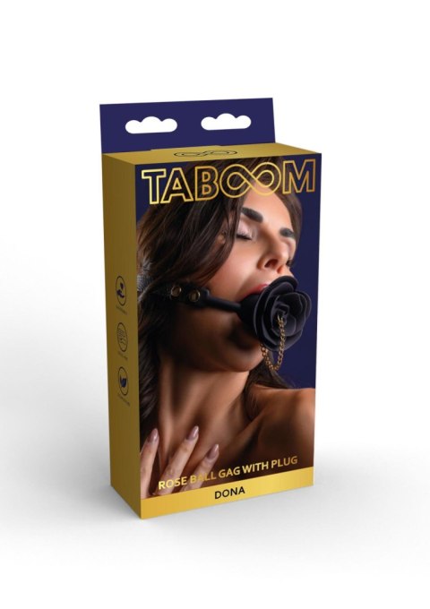 Rose Ball Gag with Plug Black Rose Ball Gag with Plug Black