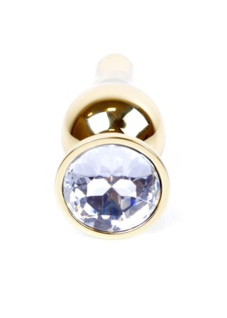 Plug, korek analny-Jewellery Gold BUTT plug, korek analny- Clear
