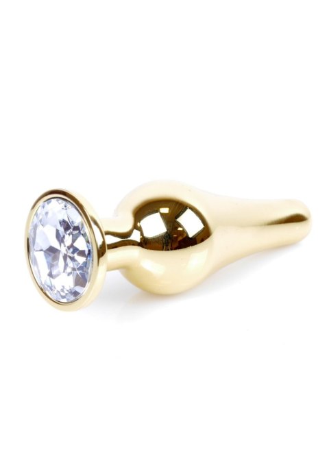Plug, korek analny-Jewellery Gold BUTT plug, korek analny- Clear