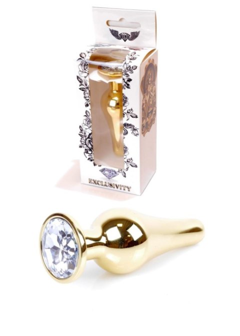 Plug, korek analny-Jewellery Gold BUTT plug, korek analny- Clear