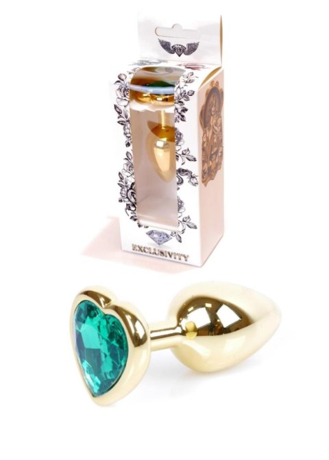 Plug, korek analny-Jewellery Gold Heart plug, korek analny- Green Plug, korek analny-Jewellery Gold Heart plug, korek analny- Green