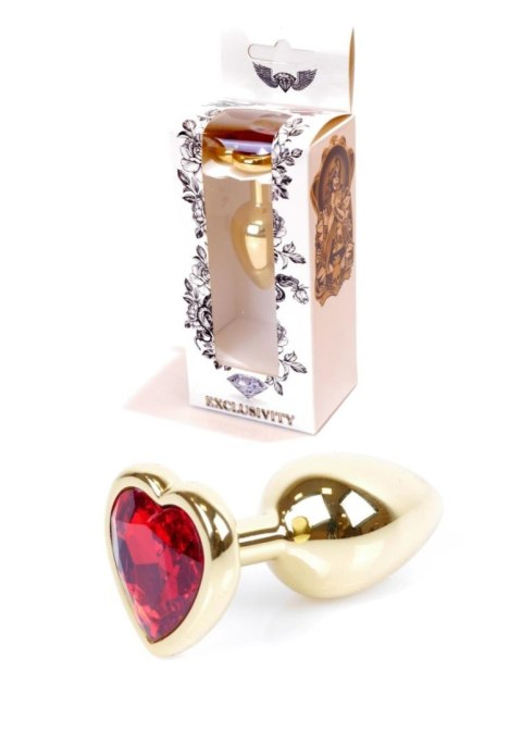Plug, korek analny-Jewellery Gold Heart plug, korek analny- Red Plug, korek analny-Jewellery Gold Heart plug, korek analny- Red