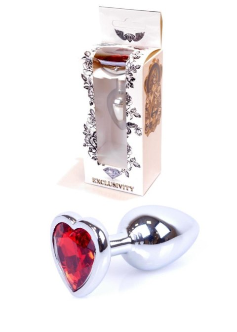 Plug, korek analny-Jewellery Silver Heart plug, korek analny- Red Plug, korek analny-Jewellery Silver Heart plug, korek analny- Red