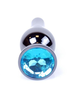 Plug, korek analny-Jewellery Dark Silver BUTT plug, korek analny- Light Blue