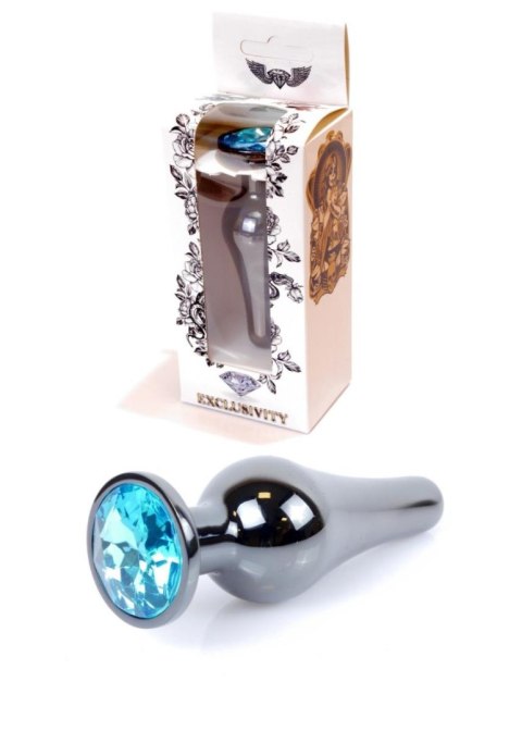 Plug, korek analny-Jewellery Dark Silver BUTT plug, korek analny- Light Blue Plug, korek analny-Jewellery Dark Silver BUTT plug, korek analny- Light Blue