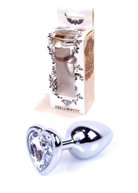 Plug, korek analny-Jewellery Silver Heart plug, korek analny- Clear
