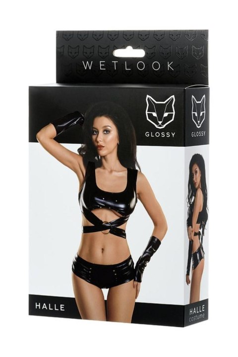Erotyczna bielizna Glossy sexy Sexy set of 3 HALLE - black M Erotyczna bielizna Glossy sexy Sexy set of 3 HALLE - black M
