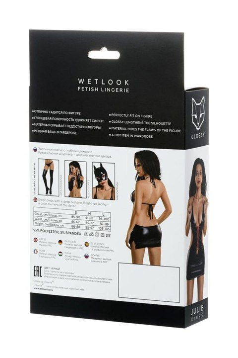 Erotyczna bielizna Glossy sexy Shiny Wetlook dress JULIE - black M Erotyczna bielizna Glossy sexy Shiny Wetlook dress JULIE - black M
