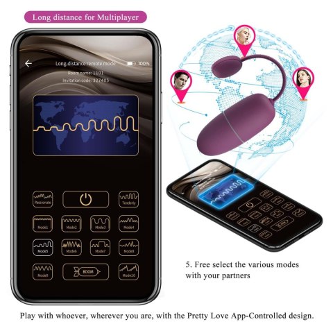 PRETTY LOVE - Nymph, 12 vibration functions Mobile APP Long-distance Control, ABS, 1 AAA battery PRETTY LOVE - Nymph, 12 vibration functions Mobile APP Long-distance Control, ABS, 1 AAA battery