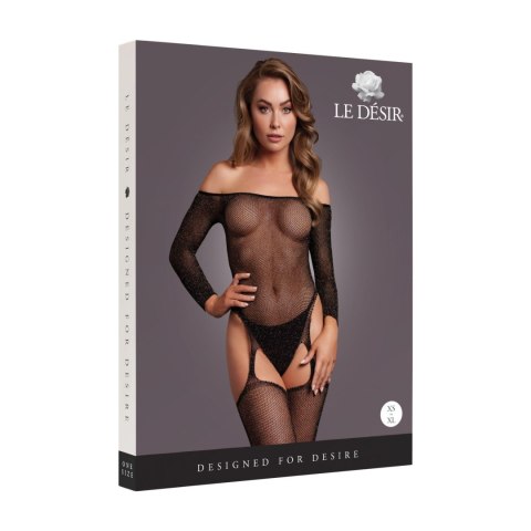 Shimmering Off the Shoulder Bodystocking - One Size - Black/Gold Glitter Shimmering Off the Shoulder Bodystocking - One Size - Black/Gold Glitter