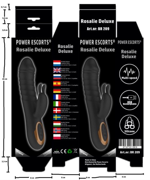 Power Escorts - BR209 - Rosalie Deluxe - Rechargeable Rabbit Vibrator - Silicone Power Escorts - BR209 - Rosalie Deluxe - Rechargeable Rabbit Vibrator - Silicone