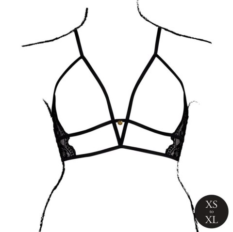 Open Cup Triangle Bra with Lace and Adjustable Sliders - One Size - Black Open Cup Triangle Bra with Lace and Adjustable Sliders - One Size - Black