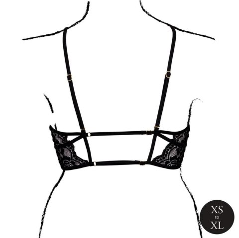 Open Cup Triangle Bra with Lace and Adjustable Sliders - One Size - Black Open Cup Triangle Bra with Lace and Adjustable Sliders - One Size - Black